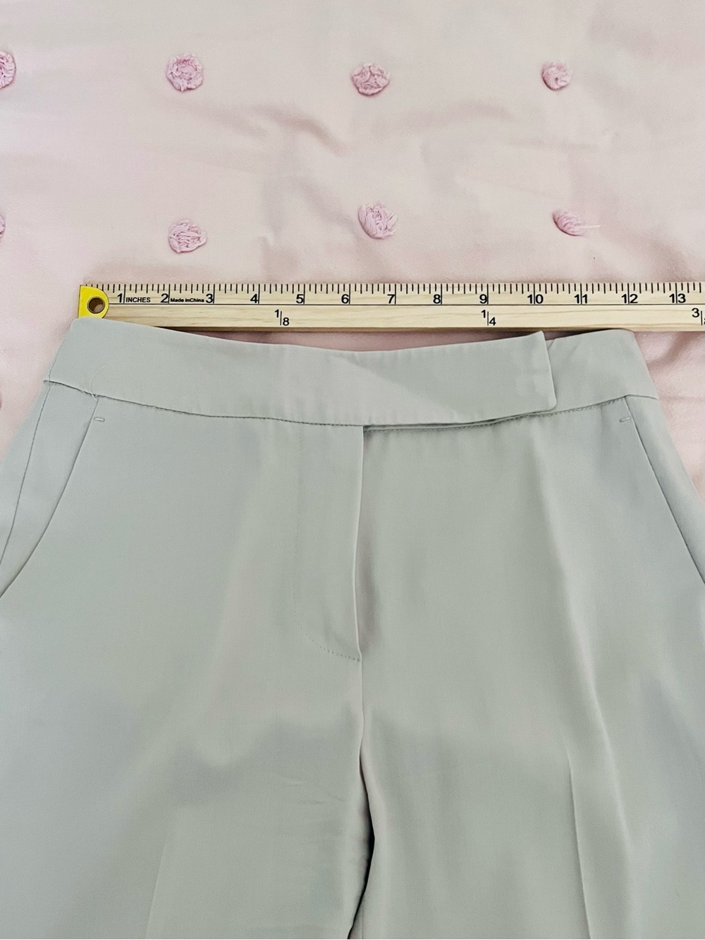 Max Mara Virgin Wool Tailored Trousers Taupe Straight Leg Made Italy US 4 - Picture 12 of 13